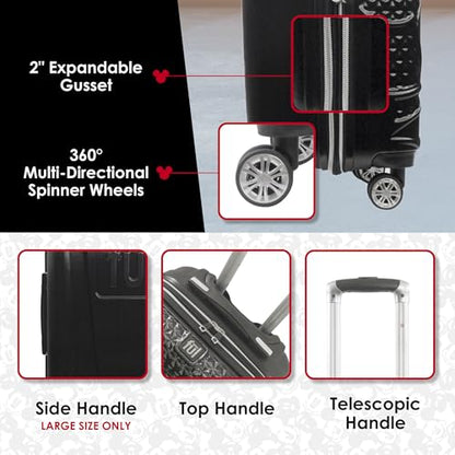 FUL Disney Mickey Mouse 3 Piece Rolling Luggage Set, Black - color: Mickey Mouse - Black, size: 22/26/30 Inch