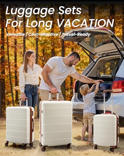 YOETEY Expandable Hardshell Luggage Set with TSA Lock, 3-Piece Set - color: Blue, size: 3-Piece Set