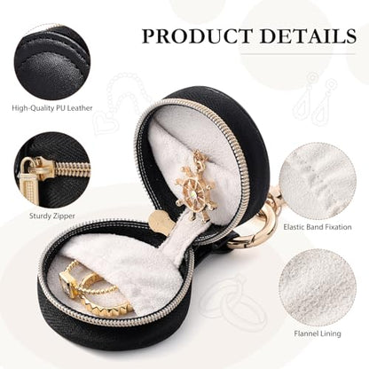 2 Pcs Portable Jewelry Ring Holder Boxs with Keychain - color: Khaki+Black