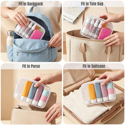 20 Pack Travel Bottles for Toiletries with Pill Case - color: Multi Color a
