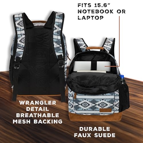 Wrangler Yellowstone Sturdy Backpack, Water-Resistant Casual Travel Daypack - color: Grey