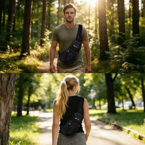 Sling Backpacks for Men Women Crossbody Bags - color: Black