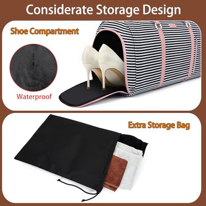 Convertible 2-in-1 Garment Bags for Travel with Waterproof Shoe Compartment - color: Black White Stripe
