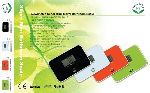 NewlineNY Auto Step On Super Mini Travel Bathroom Scale, 5.25" x 8.5" SBB0638SM: Green - color: Green
