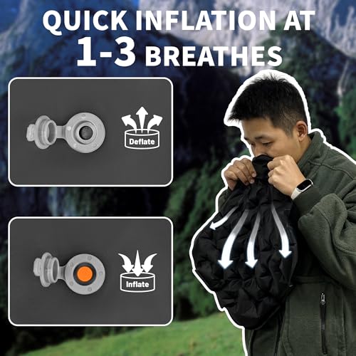 Inflatable Seat Cushion, Lightweight Waterproof Stadium Seat Pads - color: Black(2 Pack)