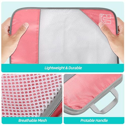 6 Set Compression Packing Cubes for Travel - Compressible, Lightweight, and Space-Saving Packing Cubes, Travel Accessories Luggage Suitcase Backpack for Men Women (Pink) - color: Pink