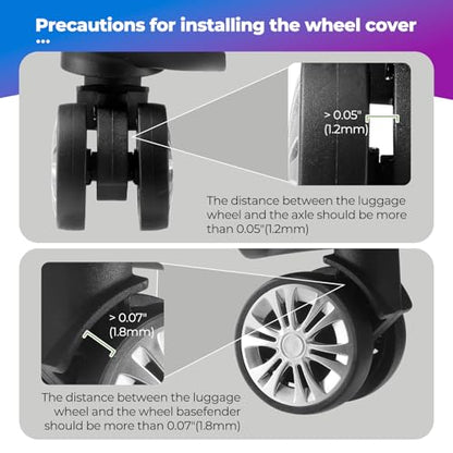 8Pcs Luggage Wheel Covers, Travel Accessories (Gradient Blue & Purple) - color: Gradient Blue & Purple