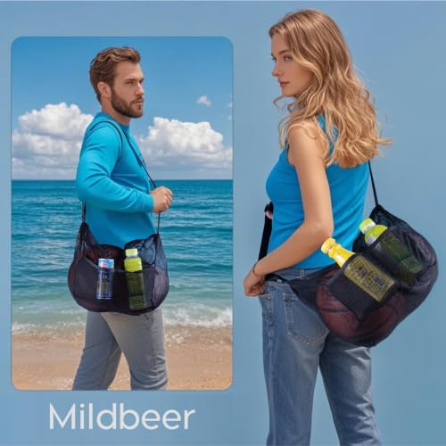 Mildbeer 12x6x12 Mesh Crossbody Bag for Gym & Beach - color: Black