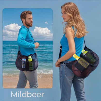 Mildbeer 12x6x12 Mesh Crossbody Bag for Gym & Beach - color: Blue