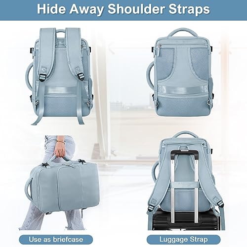 Sinaliy Travel Backpack for Women, Flight Approved Carry On Backpack, College Bag, Casual Daypack, Hiking Waterproof Business Bag - color: Light Blue, size: Large