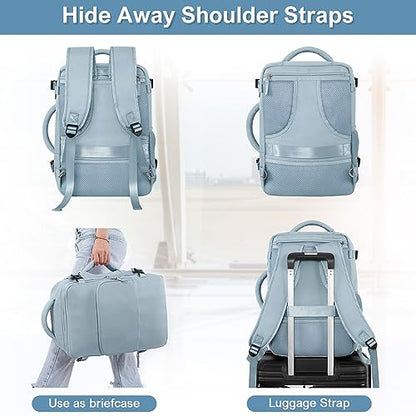 Sinaliy Travel Backpack for Women, Flight Approved Carry On Backpack, College Bag, Casual Daypack, Hiking Waterproof Business Bag - color: Light Blue, size: Large