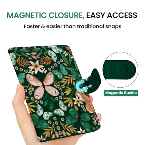 Passport Holder for Travel, RFID Blocking Wallet with Magnetic Closure - color: O-Bloom