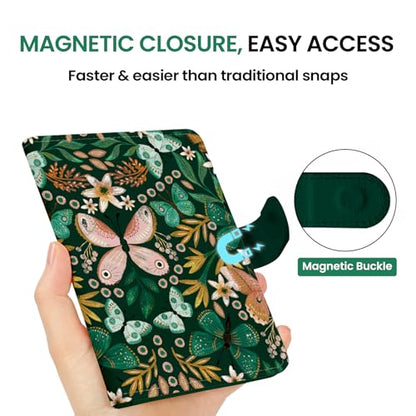 Passport Holder for Travel, RFID Blocking Wallet with Magnetic Closure - color: O-Bloom