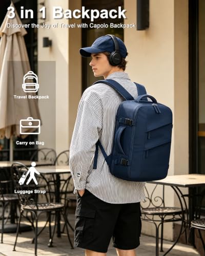 Capolo Travel Laptop Backpack Women Carry On Backpack Weekender Travel Bag - color: Navy Blue, size: Large