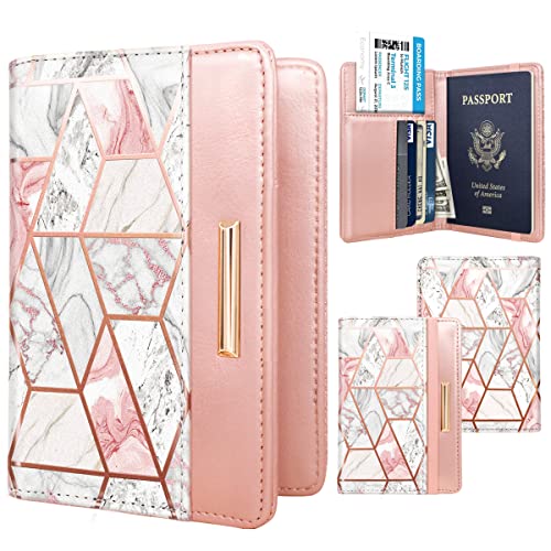 Coco Rossi Passport Holder for Travel Women Slim RFID Passport Cover Wallet - color: Gold Line