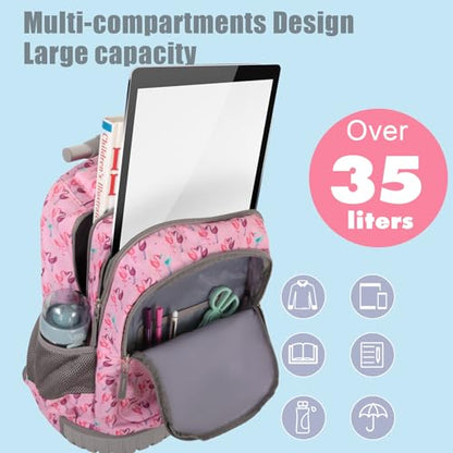 Tilami Rolling Backpack for Boys and Girls,Flamingo - color: Flamingo