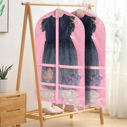 KEEGH 40 inch Clear Garment Bags for Dance Costumes, 6 Pack, Pink - color: Pink, size: 6 Pack