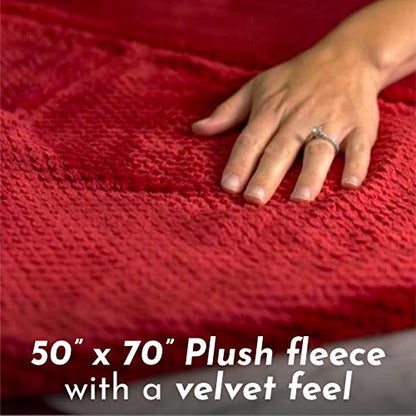 PediPocket Original Patented 50"x70" Black Cherry Plush Fleece Blanket - color: Black Cherry