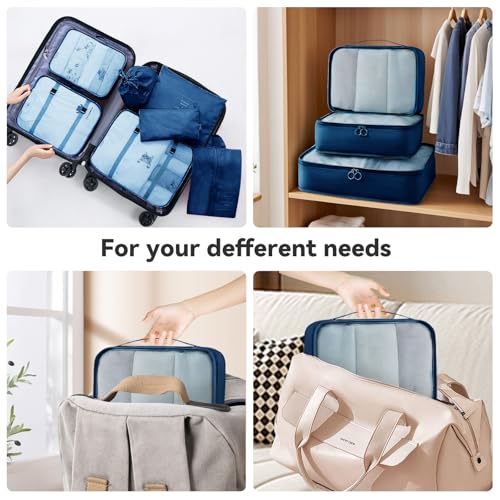 AnyZip Luggage Sets 10 Piece Hardshell Suitcase Set PC ABS Lightweight Travel Suitcases with 4 Double Spinner Wheels TSA Lock 20 24 28 Inch with 7 Storage Bags Dark Blue - color: DarkBlue, size: 10 piece set (20/24/28 & 7 bags)