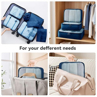 AnyZip Luggage Sets 10 Piece Hardshell Suitcase Set PC ABS Lightweight Travel Suitcases with 4 Double Spinner Wheels TSA Lock 20 24 28 Inch with 7 Storage Bags Dark Blue - color: DarkBlue, size: 10 piece set (20/24/28 & 7 bags)