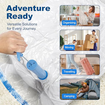 HOUSE DAY 10 Medium Vacuum Storage Bags with Pump,Space Saving Vacuum Seal Bags For Clothing Travel,Vacuum Storage Bags For Clothes, Bedding, Moving, Camping, Toys, Travel & Organization, Hand Pump - size: 10 Medium