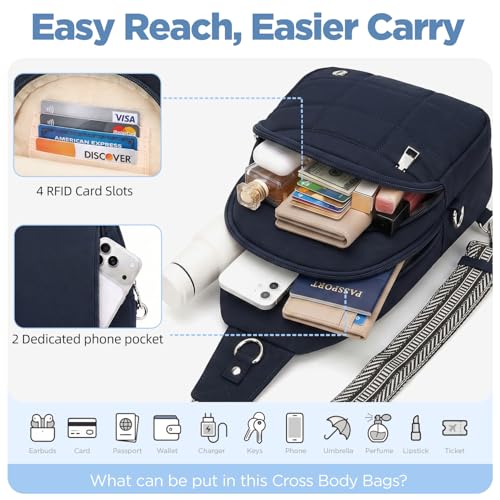 Anti Theft Sling Bag for Women, RFID Crossbody Purse Travel Blue - color: Dark Blue