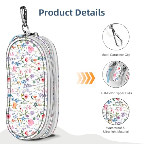 FINTIE Double Sunglasses Case, Soft Portable Eyeglasses Pouch with Clip - color: Flower Fantasy