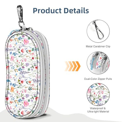 FINTIE Double Sunglasses Case, Soft Portable Eyeglasses Pouch with Clip - color: Flower Fantasy
