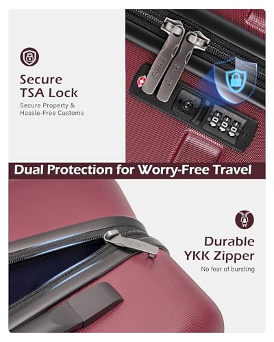 Coolife Medium Checked Luggage Hardside Suitcase with Spinner Wheels, 24in | Lightweight ABS+PC, Rolling Travel Suitcase with TSA Lock, Spinner Wheels, Durable Zipper, Radiant Pink - color: Radiant Pink., size: Medium Checked(24in)