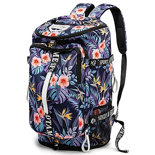 Gym Duffle Bag Backpack,4‑Way Waterproof with Shoe Compartment Travel Hiking Laptop - color: Orange
