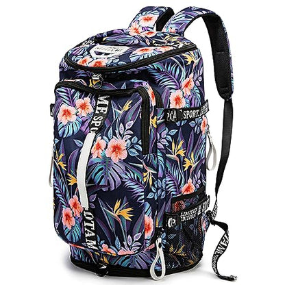 Gym Duffle Bag Backpack,4‑Way Waterproof with Shoe Compartment Travel Hiking Laptop - color: Orange