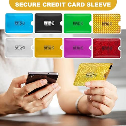 Colorful RFID Card Holder, 9 Pcs Credit Card Protector RFID Blocking Card, Card Protector Sleeves, RFID Blocking Sleeves for Women Men