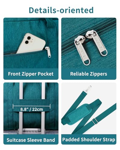 Narwey Carry on Duffle Bag Underseat for Airplane, Weekender Duffel Bag - color: Teal, size: Large without laptop compartment