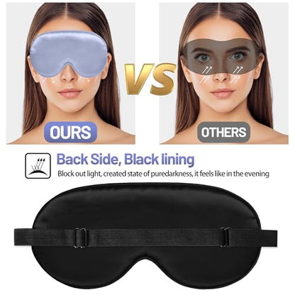 Silk Sleep Mask, Blackout Eye Mask for Sleeping with Adjustable Strap - color: Light Purple