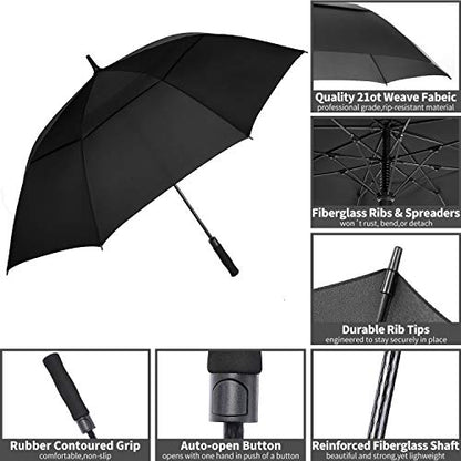 54/62/68/72 Inch Large Golf Umbrella Windproof Auto Open for Rain - color: Black, size: 54 Inch