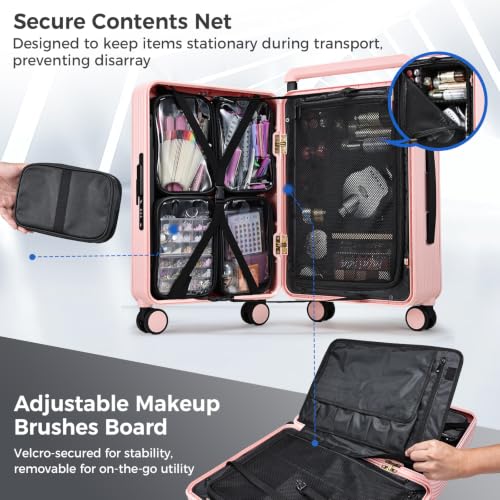 Hododou Rolling Makeup Case Cosmetology Case on Wheels Makeup Luggage Case - color: Pink