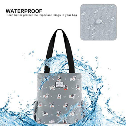 KAMO Floral Tote Bag - Waterproof Lightweight Handbags Travel Shoulder Bag for Hiking Yoga Gym Swimming Travel Beach - color: 0-gray