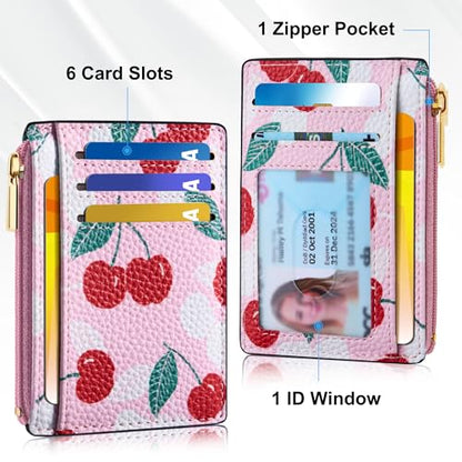 Tipmile Womens Credit Card Holder Wallet, Small Slim RFID Blocking Sleeve - color: Cherry Berry