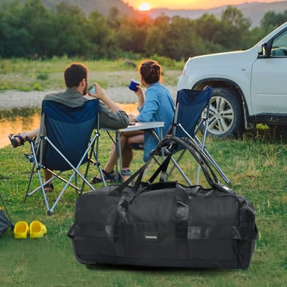 80L Rolling Travel Duffle Bag with Wheels, Black | Heavy-Duty, Foldable, Shoulder Straps, Multi-Way Carry as Luggage & Backpack, Travel, Camping, Gym, Airplane, For Men & Women - color: Black