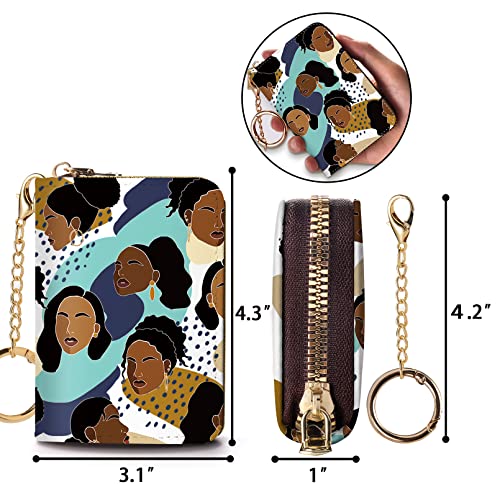 Yonlevres Credit Card Holder RFID Small Wallet Women Keychain Zipper - color: Black Girl