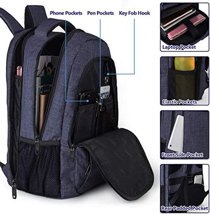 MATEIN Blue Heavy Duty Backpack, Computer Bookbag Fits 17 Inch Notebook - color: Navy Blue, size: 17 Inch