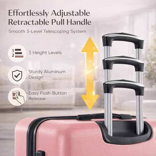 28 Inch Checked Luggage, Expandable, TSA Lock, Pink - color: Pink, size: 28 Inch