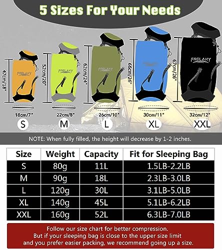 Frelaxy Compression Sack, 40% More Space! Sleeping Bag Stuff Sack - color: Blue, size: Medium