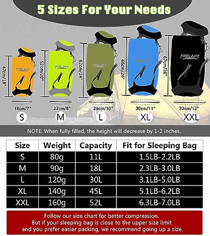 Frelaxy Compression Sack, 40% More Space! Sleeping Bag Stuff Sack - color: Army Green, size: Medium