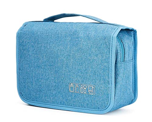 Sechunk Toiletry Bag Water-Resistant Makeup Cosmetic Bag Travel Organizer for Accessories Travel Bag with Hanging Hook - color: Blue