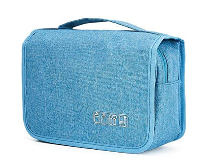 Sechunk Toiletry Bag Water-Resistant Makeup Cosmetic Bag Travel Organizer for Accessories Travel Bag with Hanging Hook - color: Blue