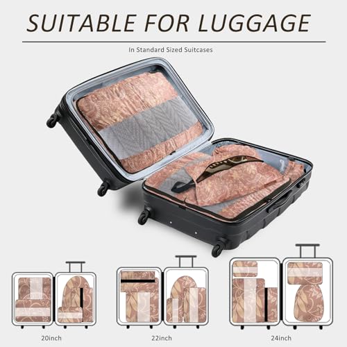 U+U 5 Set Packing Cubes, Travel Organizers with Shoe Bag (Paisley Pattern) - color: Paisley Pattern