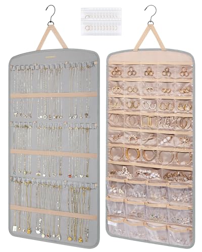 BAGSMART Hanging Jewelry Organizer, Necklace Holder, Extra Large Grey - color: Grey, size: X-Large - Standard