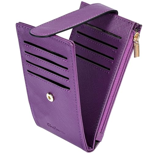 Chelmon Women's RFID Slim Card Holder Wallet - color: Purple Deep