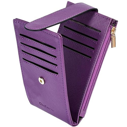 Chelmon Women's RFID Slim Card Holder Wallet - color: Purple Deep
